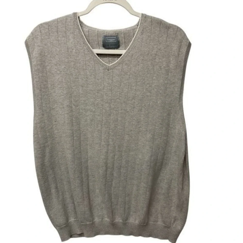 Haggar Men's Gray Ribbed V-Neck‎ Sweater Vest Size XL Business Casual Knitwear